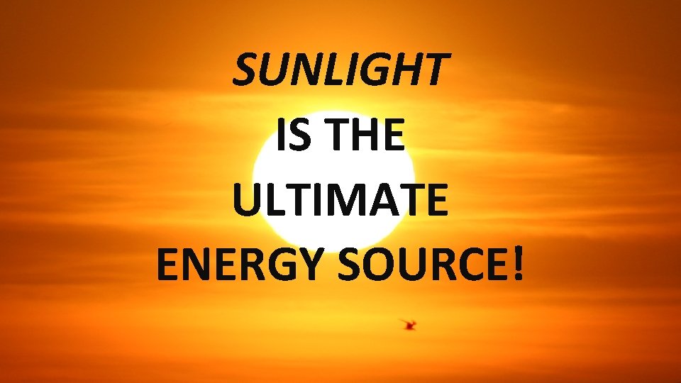 SUNLIGHT IS THE ULTIMATE ENERGY SOURCE! 
