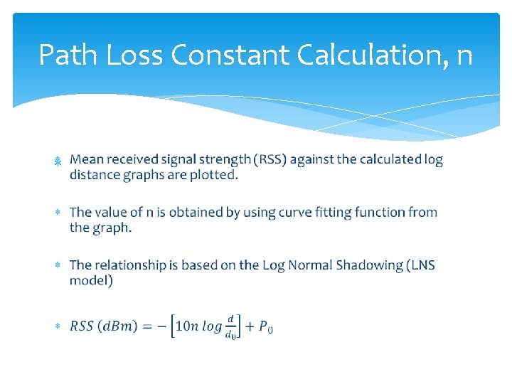 Path Loss Constant Calculation, n 