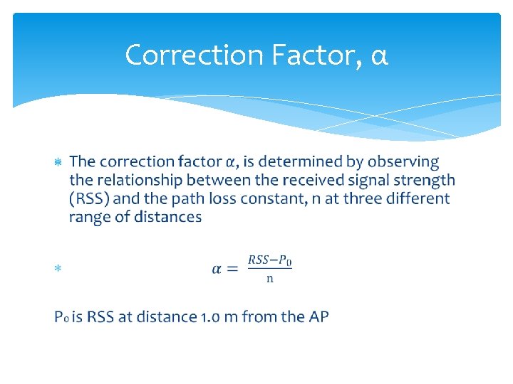 Correction Factor, α 