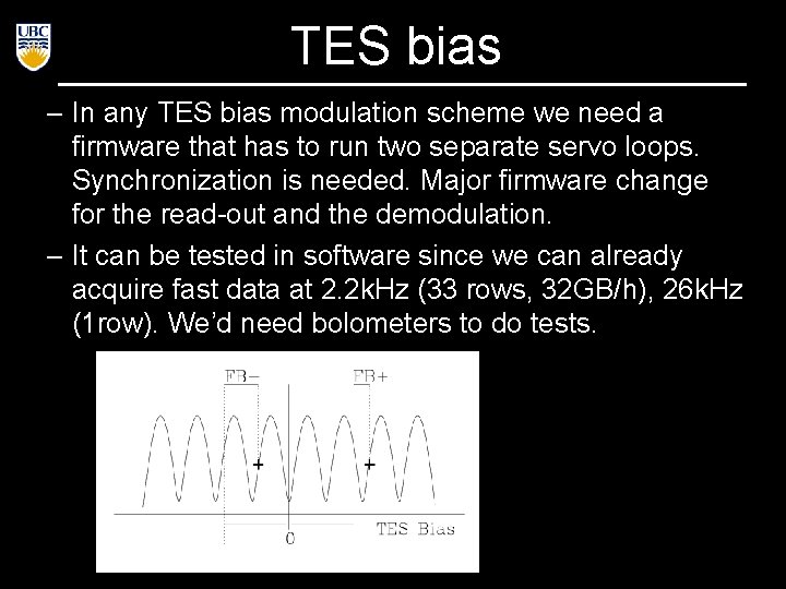 TES bias – In any TES bias modulation scheme we need a firmware that