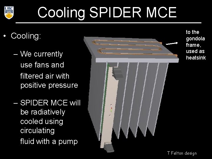 Cooling SPIDER MCE • Cooling: – We currently use fans and filtered air with