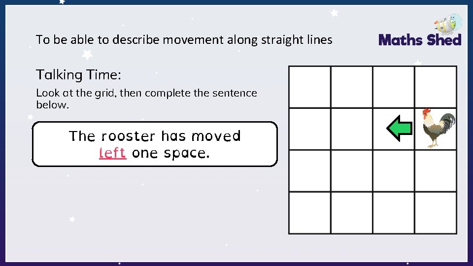 To be able to describe movement along straight lines Talking Time: Look at the