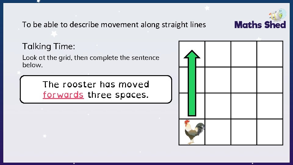 To be able to describe movement along straight lines Talking Time: Look at the