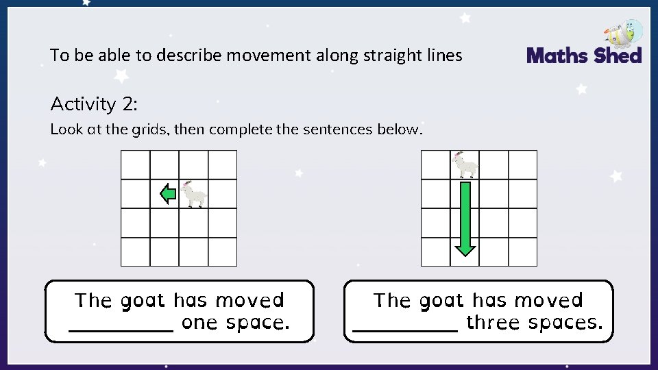 To be able to describe movement along straight lines Activity 2: Look at the