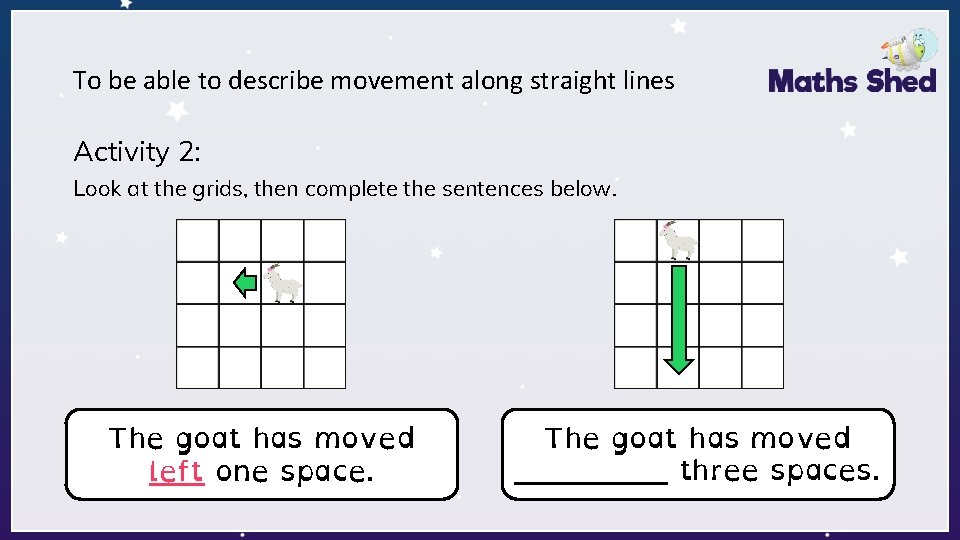 To be able to describe movement along straight lines Activity 2: Look at the