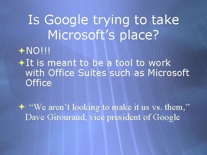 Is Google trying to take Microsoft’s place? NO!!! It is meant to be a