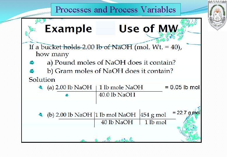 Processes and Process Variables 
