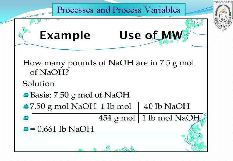 Processes and Process Variables 