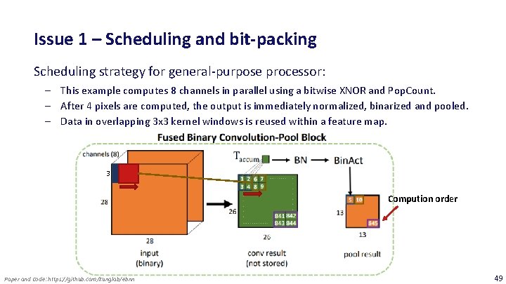 Issue 1 – Scheduling and bit-packing Scheduling strategy for general-purpose processor: ‒ This example