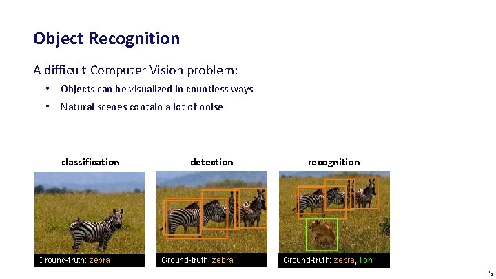 Object Recognition A difficult Computer Vision problem: • Objects can be visualized in countless