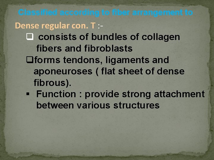 Classified according to fiber arrangement to Dense regular con. T : q consists of