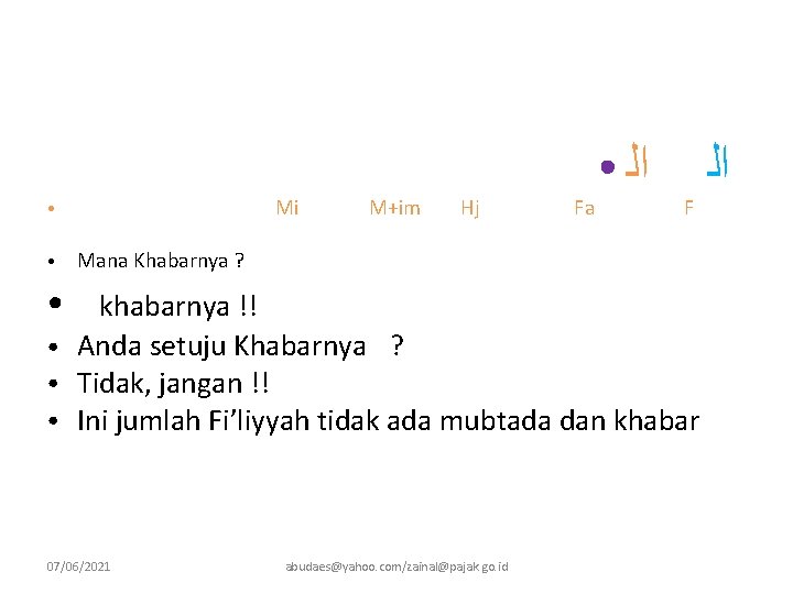 ● Mi ● M+im Hj Fa ﺍﻟ F ● Mana Khabarnya ? ● khabarnya