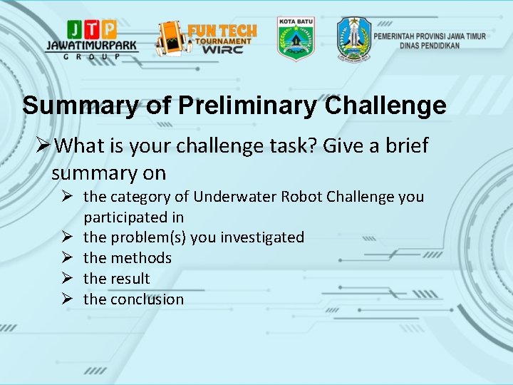 Summary of Preliminary Challenge ØWhat is your challenge task? Give a brief summary on