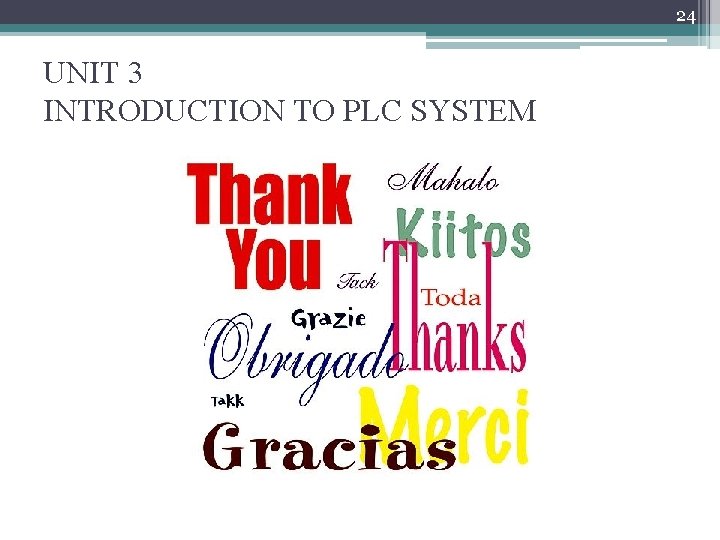 24 UNIT 3 INTRODUCTION TO PLC SYSTEM 