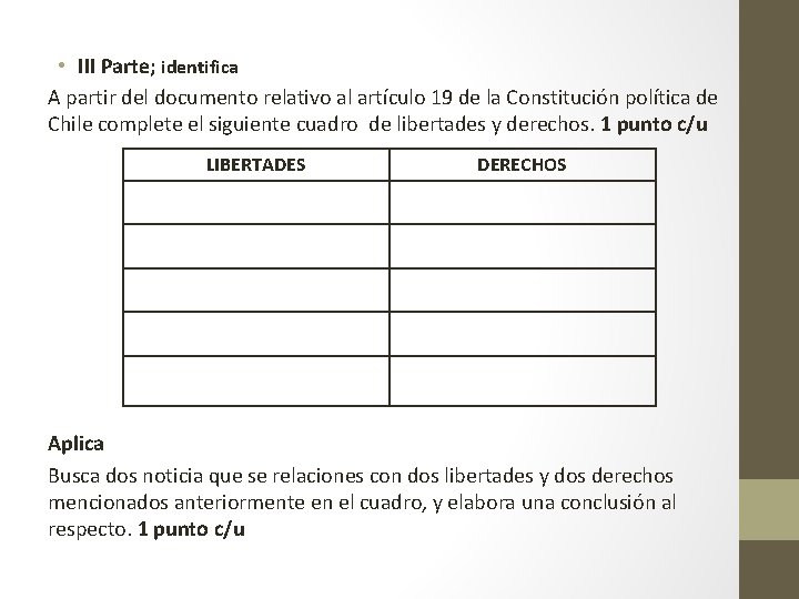  • III Parte; identifica A partir del documento relativo al artículo 19 de