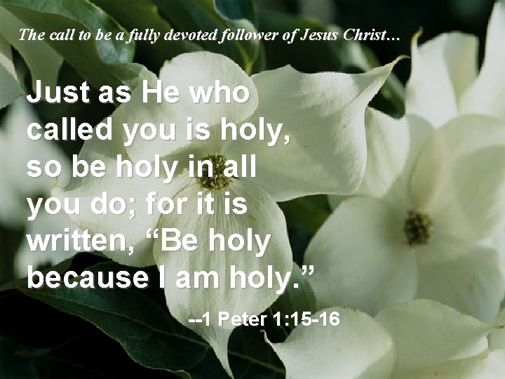 The call to be a fully devoted follower of Jesus Christ… Just as He