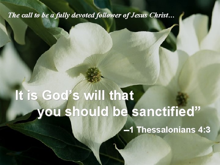 The call to be a fully devoted follower of Jesus Christ… It is God’s