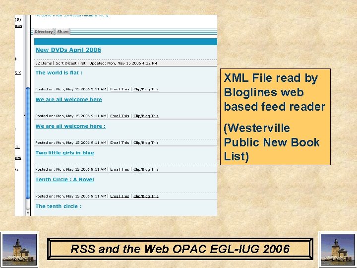 XML File read by Bloglines web based feed reader (Westerville Public New Book List)