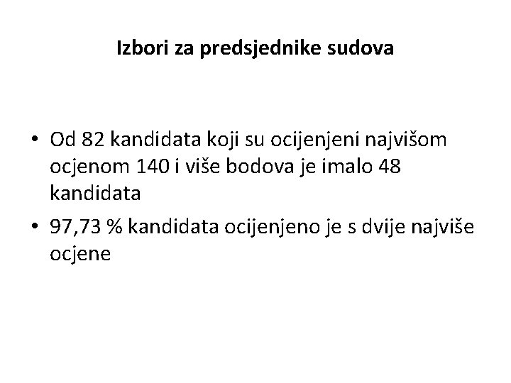 Izbori za predsjednike sudova • Od 82 kandidata koji su ocijenjeni najvišom ocjenom 140