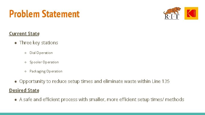 Problem Statement Current State: ● Three key stations ○ Dial Operation ○ Spooler Operation