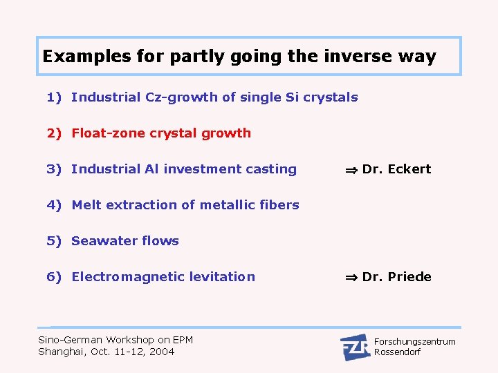 Examples for partly going the inverse way 1) Industrial Cz-growth of single Si crystals