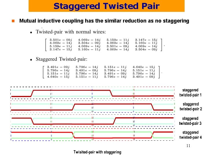 Staggered Twisted Pair n Mutual inductive coupling has the similar reduction as no staggering