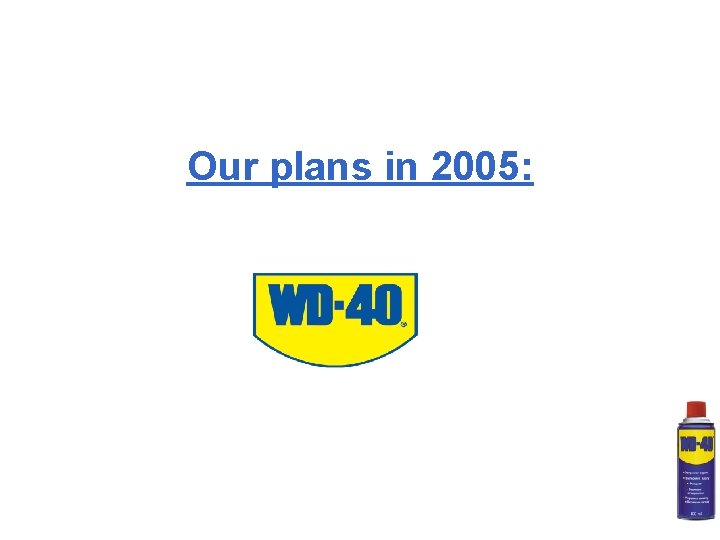 Our plans in 2005: 