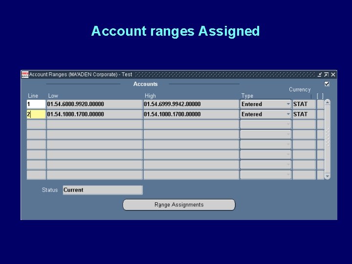 Account ranges Assigned 
