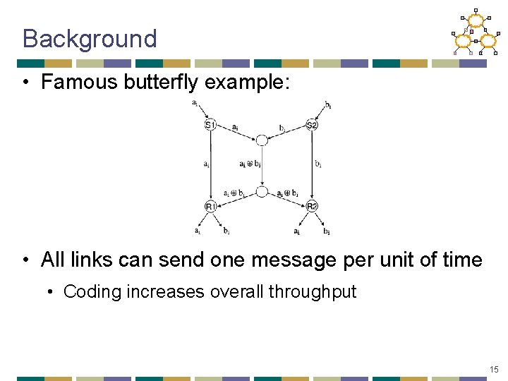 Background • Famous butterfly example: • All links can send one message per unit