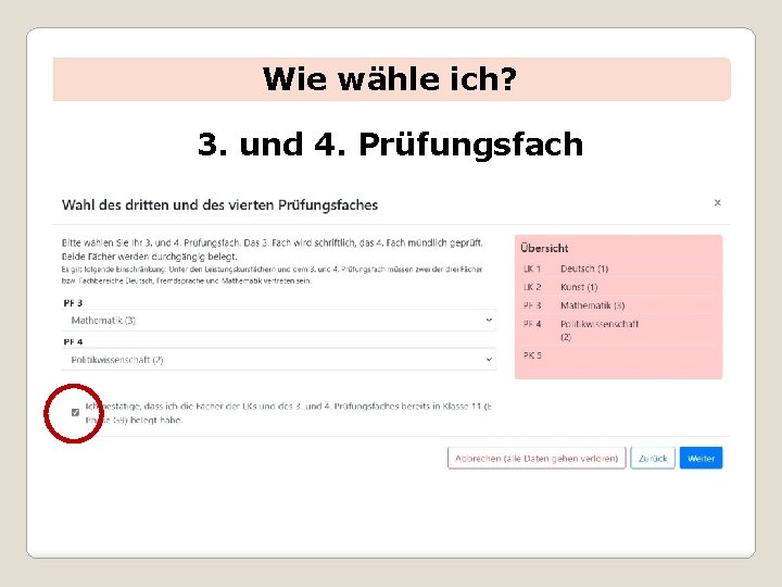 Wie wähle ich? 3. und 4. Prüfungsfach 