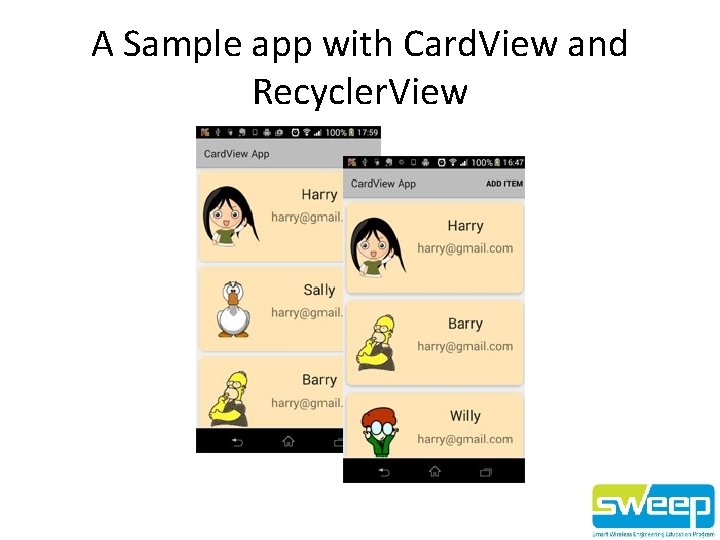 A Sample app with Card. View and Recycler. View 