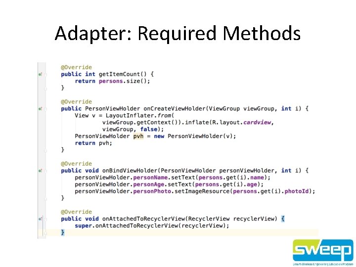 Adapter: Required Methods 