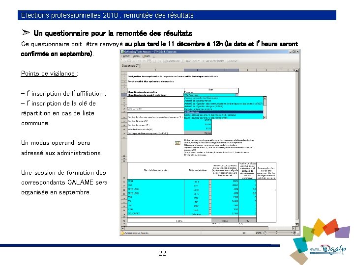 Elections professionnelles 2018 : remontée des résultats ➣ Un questionnaire pour la remontée des