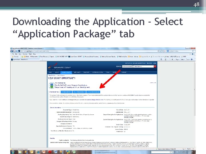 48 Downloading the Application - Select “Application Package” tab 