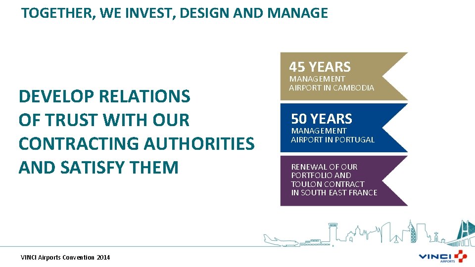 TOGETHER, WE INVEST, DESIGN AND MANAGE 45 YEARS DEVELOP RELATIONS OF TRUST WITH OUR