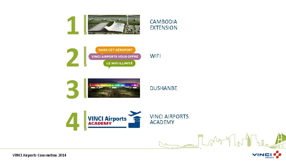 1 2 3 4 VINCI Airports Convention 2014 CAMBODIA EXTENSION WIFI DUSHANBE VINCI AIRPORTS