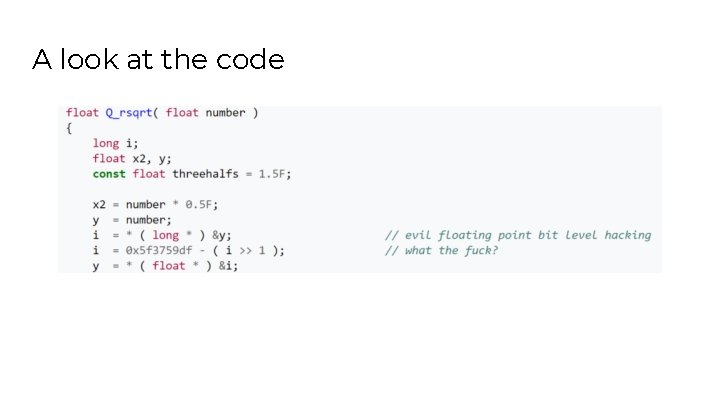 A look at the code 