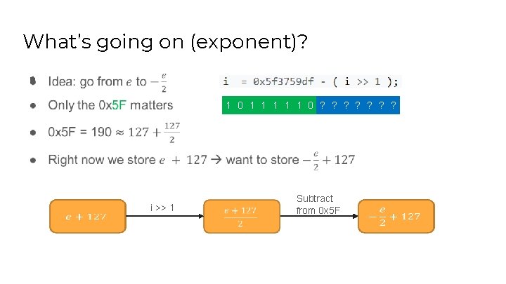 What’s going on (exponent)? ● 1 0 1 1 1 0 ? ? ?