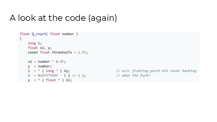 A look at the code (again) 