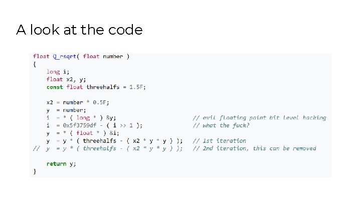 A look at the code 