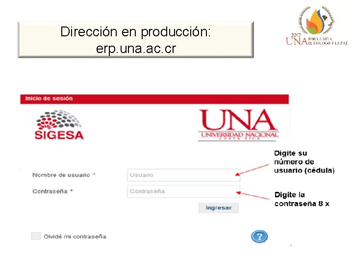 Dirección en producción: erp. una. ac. cr 