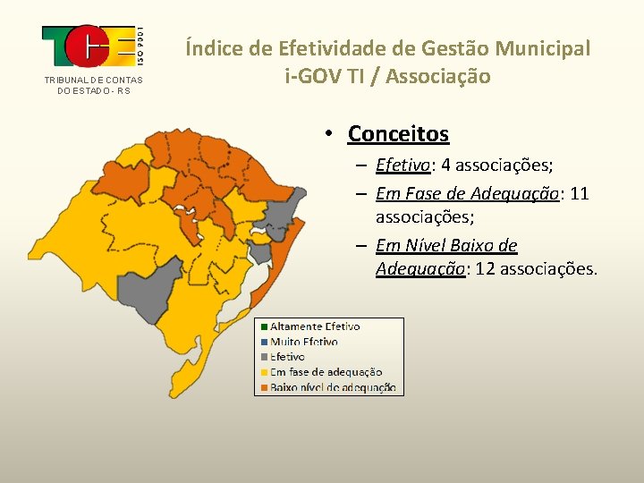 TRIBUNAL DE CONTAS DO ESTADO - RS Índice de Efetividade de Gestão Municipal i-GOV