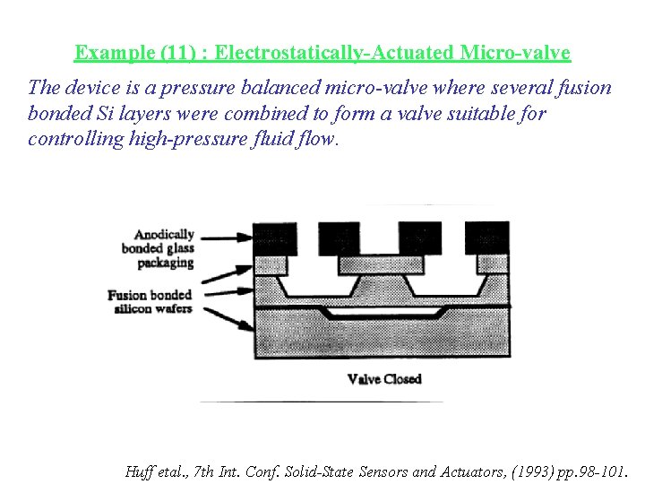 Example (11) : Electrostatically-Actuated Micro-valve The device is a pressure balanced micro-valve where several