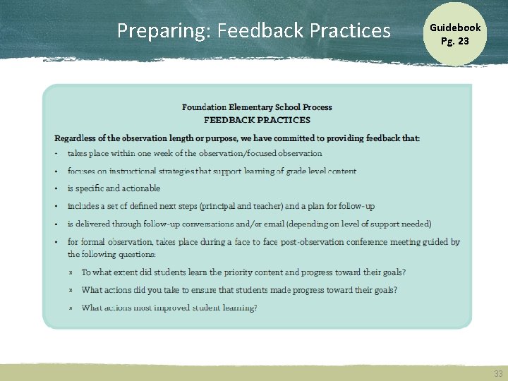 Preparing: Feedback Practices Guidebook Pg. 23 33 