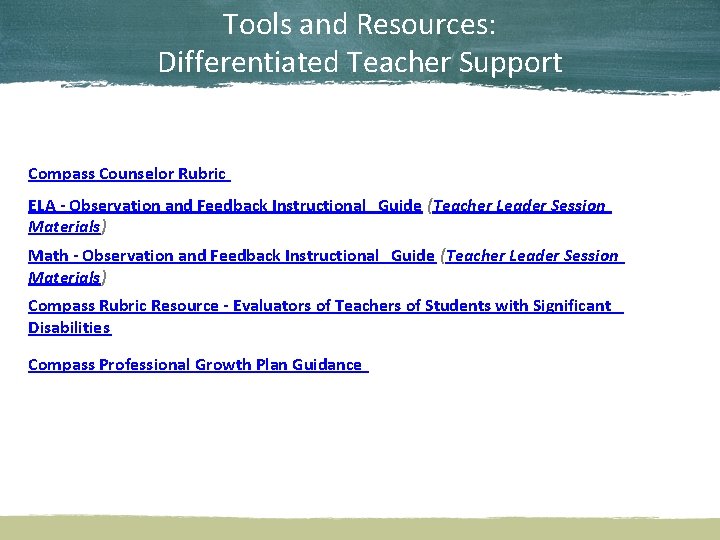 Tools and Resources: Differentiated Teacher Support Compass Counselor Rubric ELA - Observation and Feedback