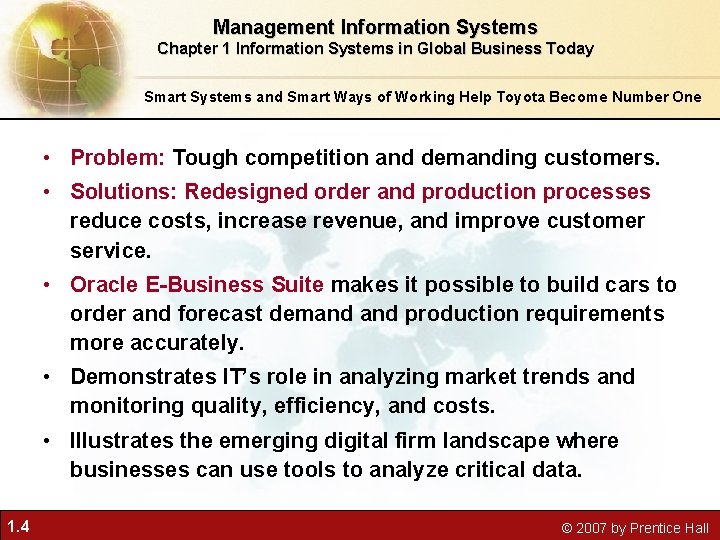 Management Information Systems Chapter 1 Information Systems in Global Business Today Smart Systems and