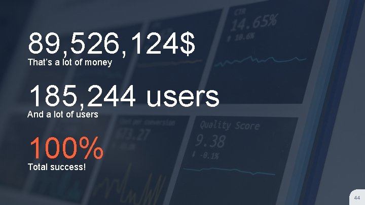 89, 526, 124$ That’s a lot of money 185, 244 users And a lot