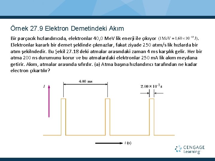 Örnek 27. 9 Elektron Demetindeki Akım Bir parçacık hızlandırıcıda, elektronlar 40, 0 Me. V