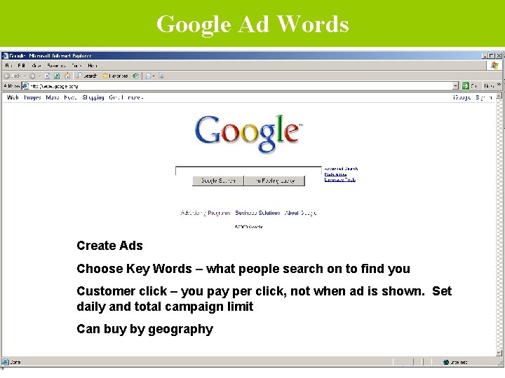 Google Ad Words Create Ads Choose Key Words – what people search on to