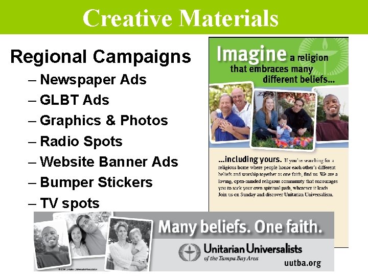 Creative Materials Regional Campaigns – Newspaper Ads – GLBT Ads – Graphics & Photos